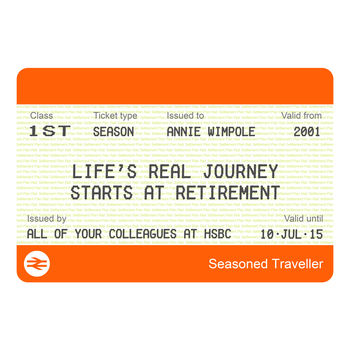 Personalised Train Ticket Retirement Print, 4 of 5