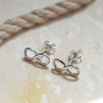Sterling Silver Infinity Stud Earrings, 4 of 6