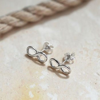 Sterling Silver Infinity Stud Earrings, 5 of 6