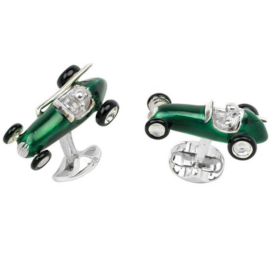 Coloured Vintage Style Racing Car Cufflinks By Memento Exclusives