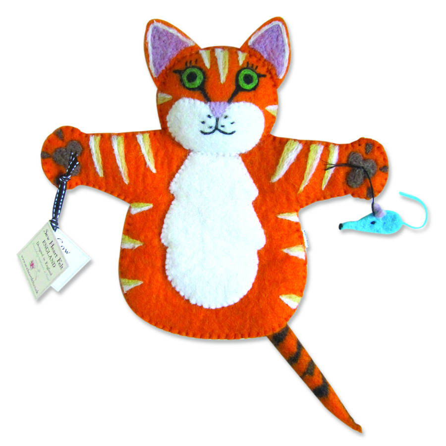 ginger the cat puppet by sew heart felt | notonthehighstreet.com