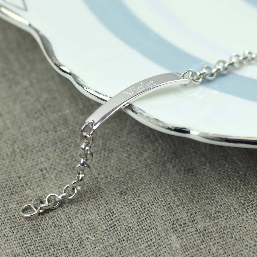 Personalised children identity chain bracelet to engrave - Sterling Silver  - Petits Tresors