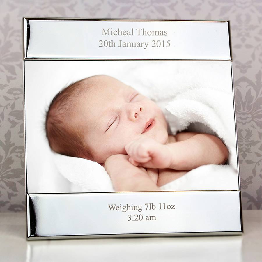 new baby personalised silver frame by chalk and cheese candles and wax