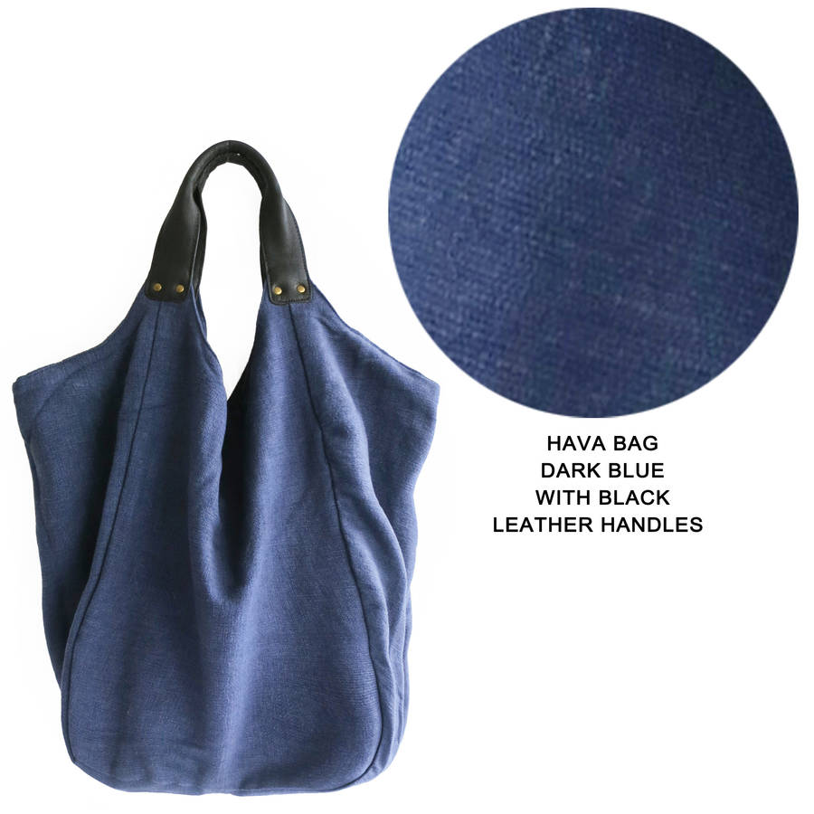 Hava Beach Bag With Leather Handles By AURA QUE | notonthehighstreet.com