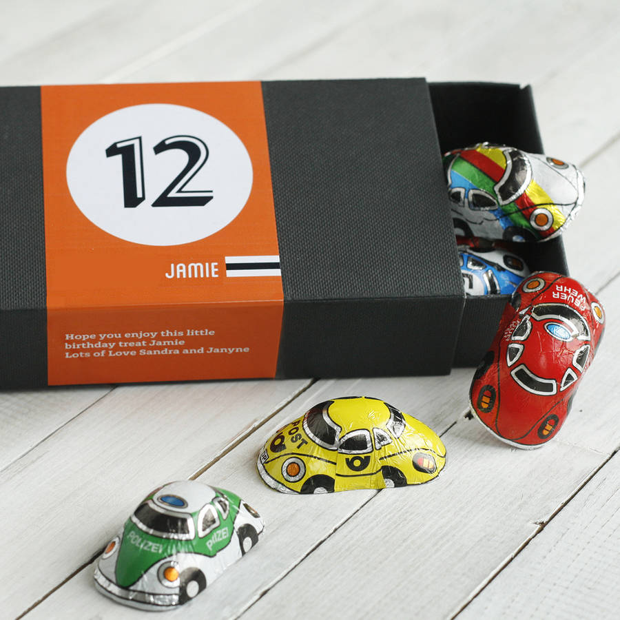 Personalised Box Of Birthday Chocolate Cars, 1 of 7