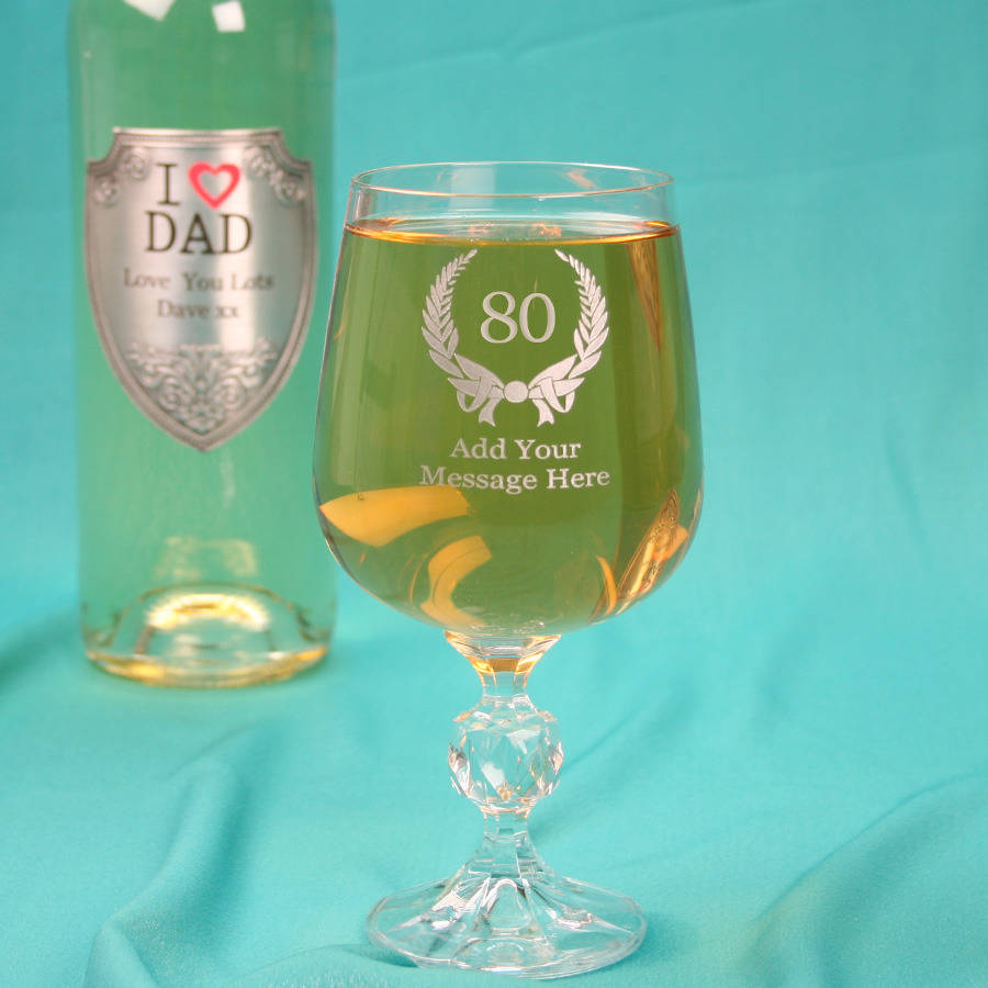 80th Wine Glass Personalised For Birthday Ts 34cl By Tsonline4u