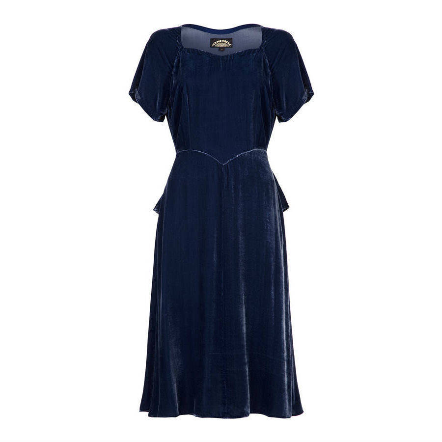Isabella Dress In Celeste Blue Silk Velvet By Nancy Mac ...