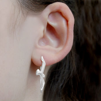 Swallow Sterling Silver Bird Ear Cuff Earrings, 2 of 4