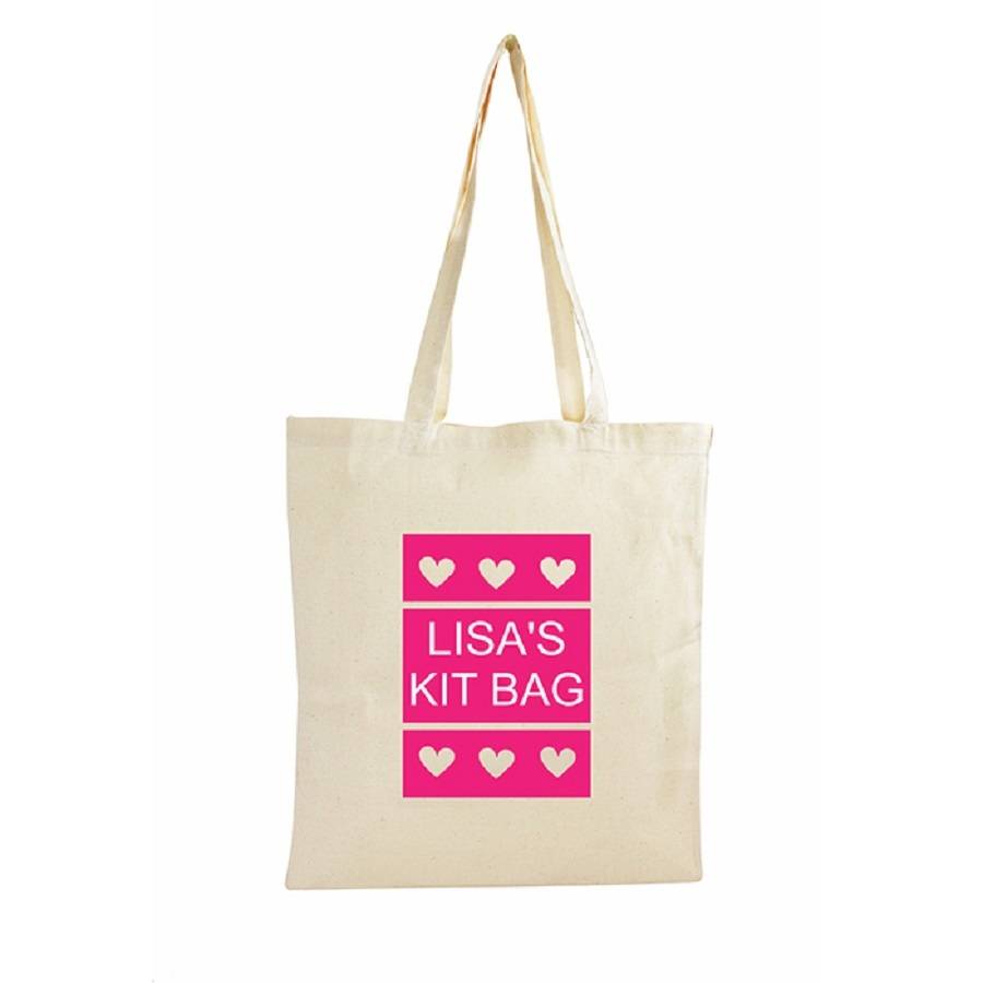 Personalised Trendy Eco Friendly Hearts Cotton Bag By Sassy Bloom As ...