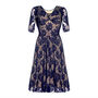 Party Dress With V Neckline In French Navy Lace, thumbnail 2 of 4