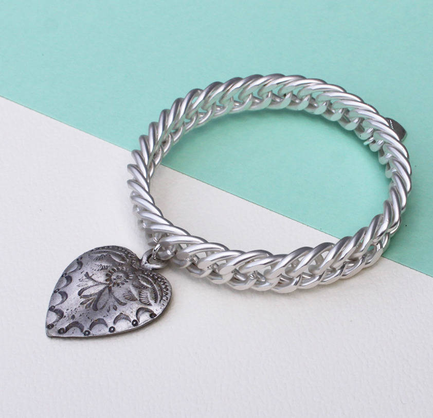 Statement Woven Style Bangle With Boho Heart By Jamie London