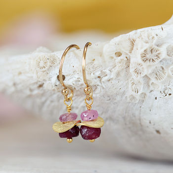 Ruby And Sapphire Earrings In Gold, 2 of 9