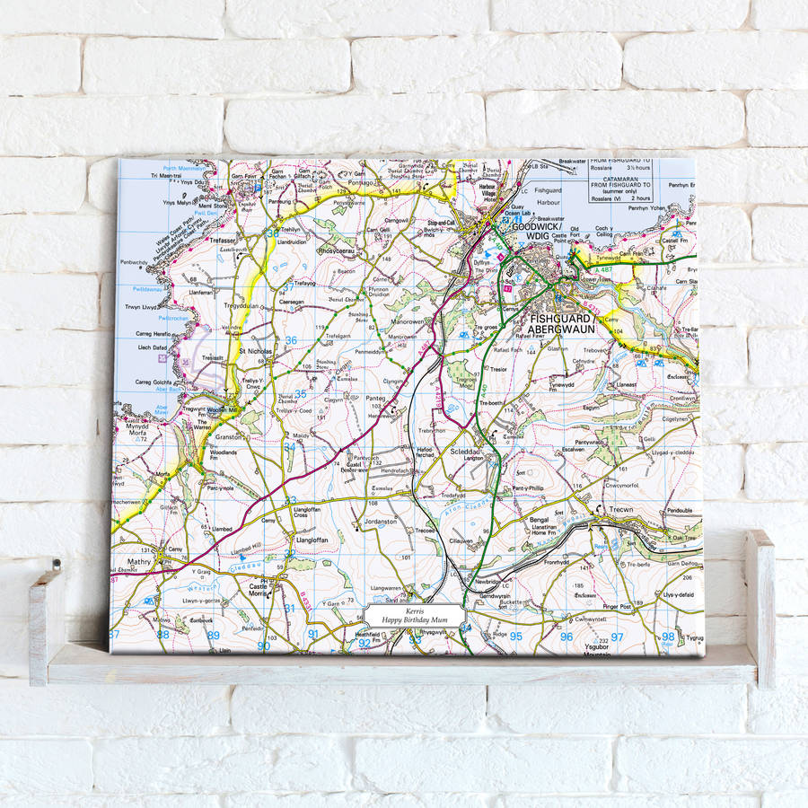 Postcode Centred Map Canvas Ordnance Survey Landranger By Love Maps On ...