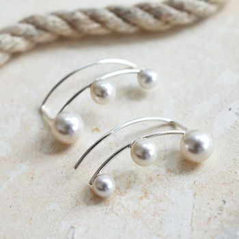 Sterling Silver Three Pearl Ear Climbers, 3 of 5