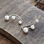 Sterling Silver Three Pearl Ear Climbers, thumbnail 4 of 5