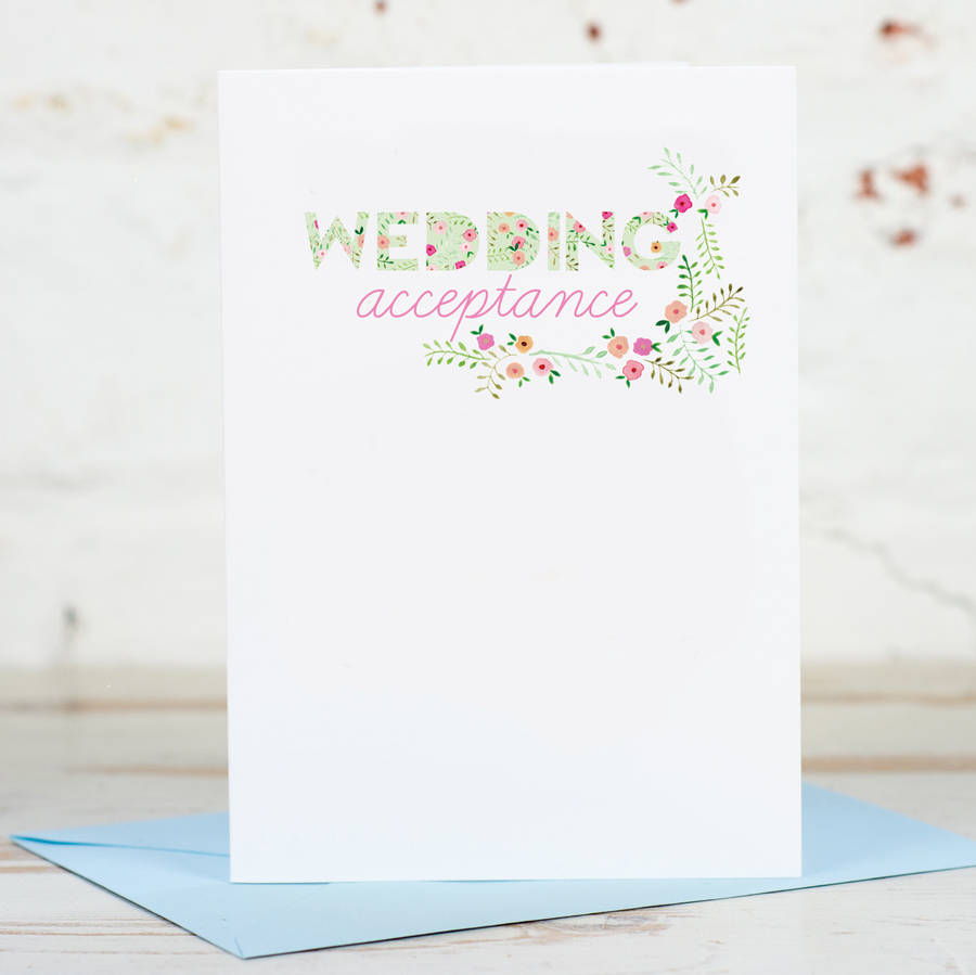 wedding acceptance rsvp card by yellowstone art boutique | notonthehighstreet.com