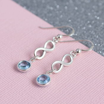 Sterling Silver Infinity Birthstone Earrings, 9 of 12