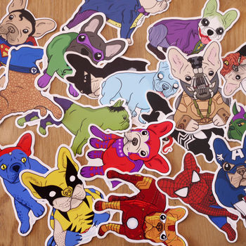 Frenchie Super Heroes Sticker Pack, 2 of 7
