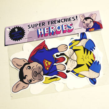 Frenchie Super Heroes Sticker Pack, 5 of 7