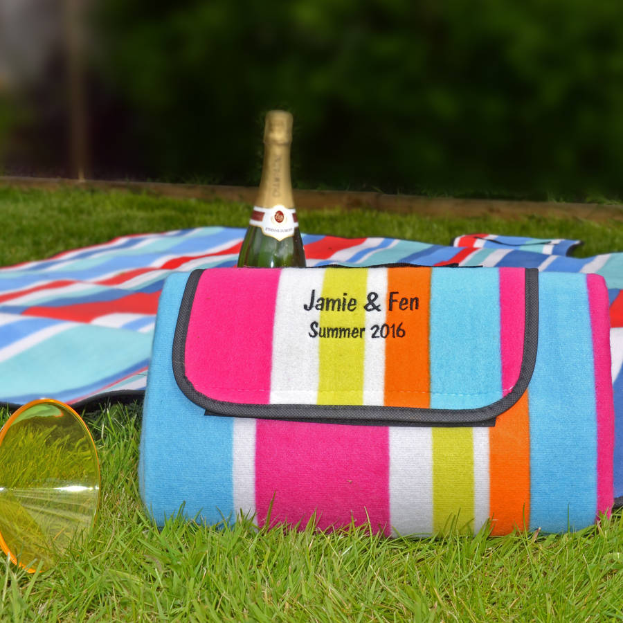 Stripe Fleece Personalised Picnic Blanket By Solesmith