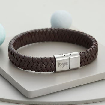 Men's Personalised Message Leather Bracelet, 4 of 12
