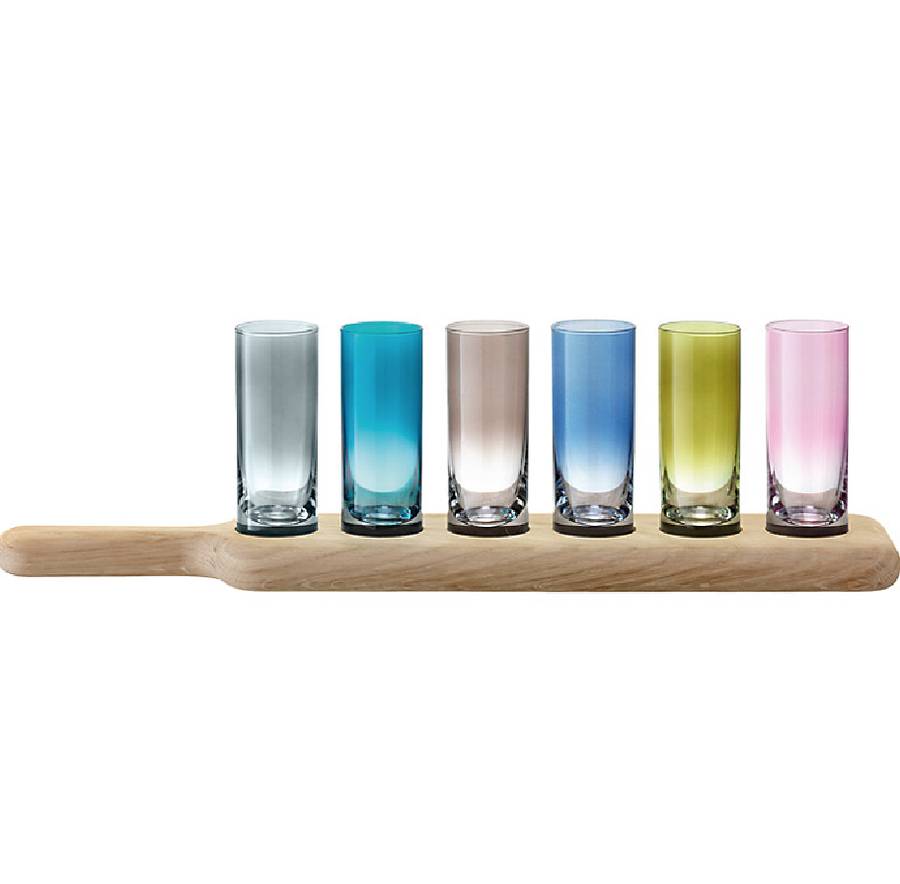 Set Of Six Shot Glasses And Personalised Paddle Board By The Ombre Shot Glasses