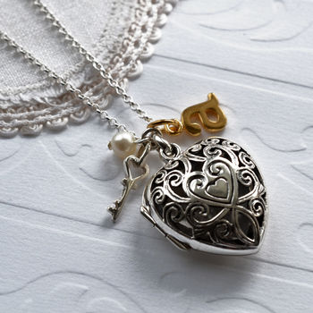 Sterling Silver Vintage Heart Locket Necklace, 10 of 11