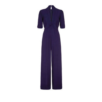 1940s Style Jumpsuit In French Navy Crepe, 2 of 5