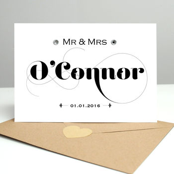 Personalised Wedding Card With Diamantes, 7 of 9