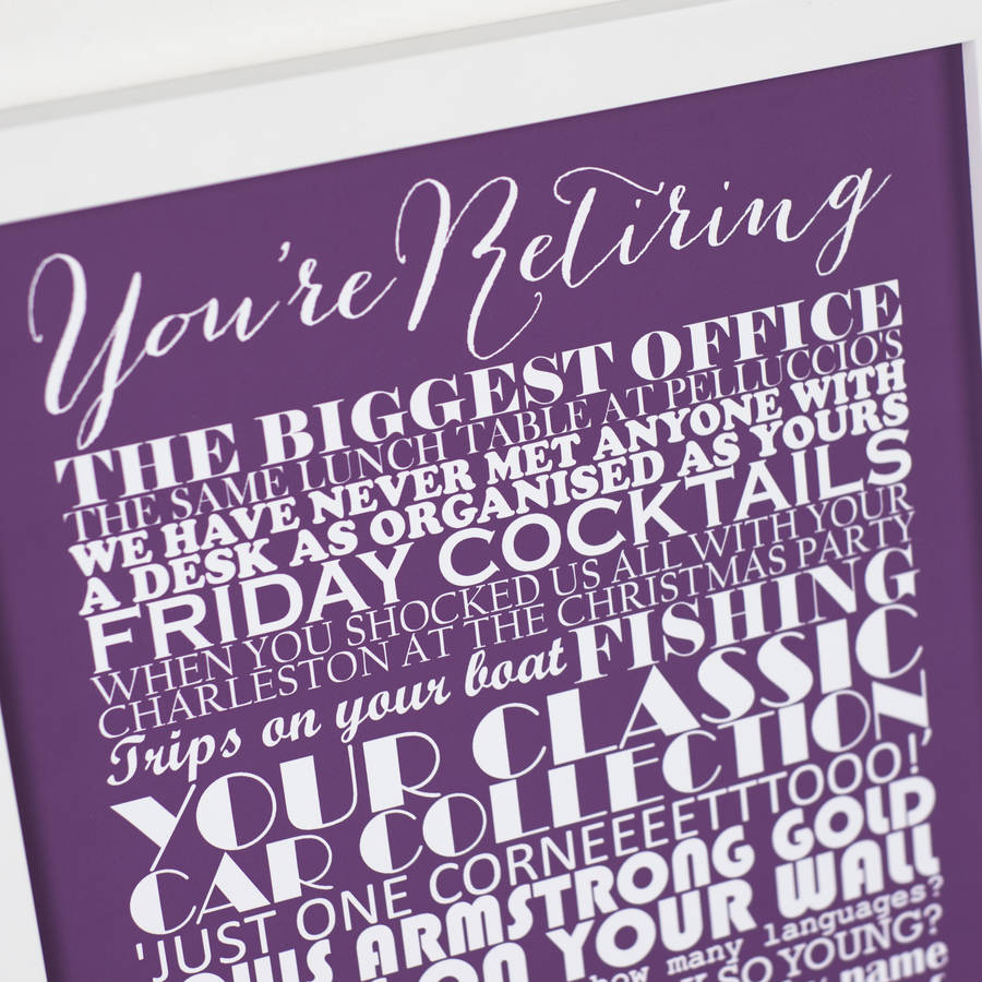 Personalised 'Retirement' Art Print By Milly Inspired