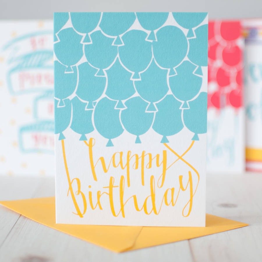 Blue Balloons Happy Birthday Card By Betty Etiquette ...