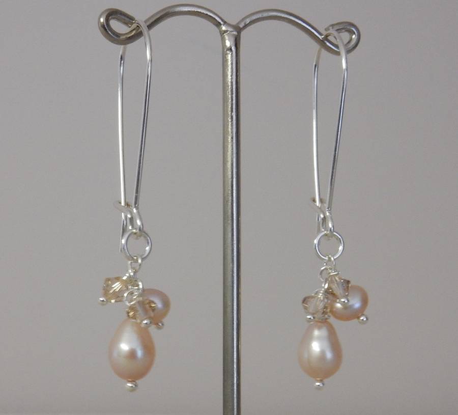 silver and pearl cluster drop earrings by anne reeves jewellery