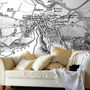 Personalised Vintage Map Wallpaper Black And White, thumbnail 1 of 2