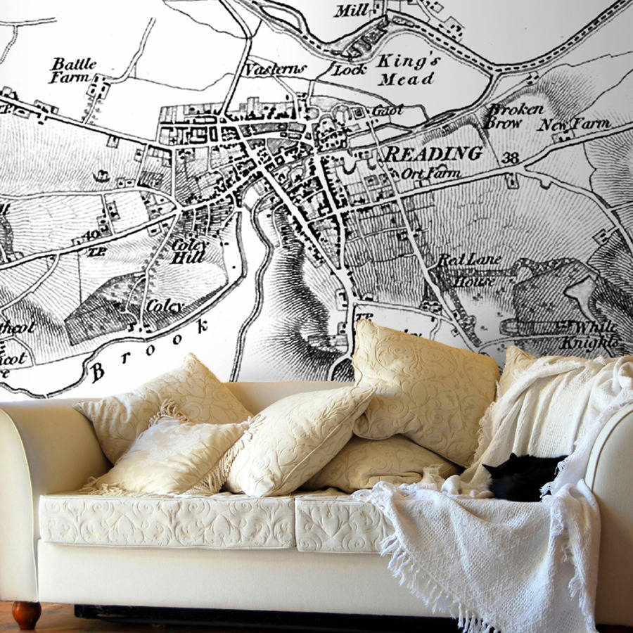 Personalised Vintage Map Wallpaper Black And White, 1 of 2