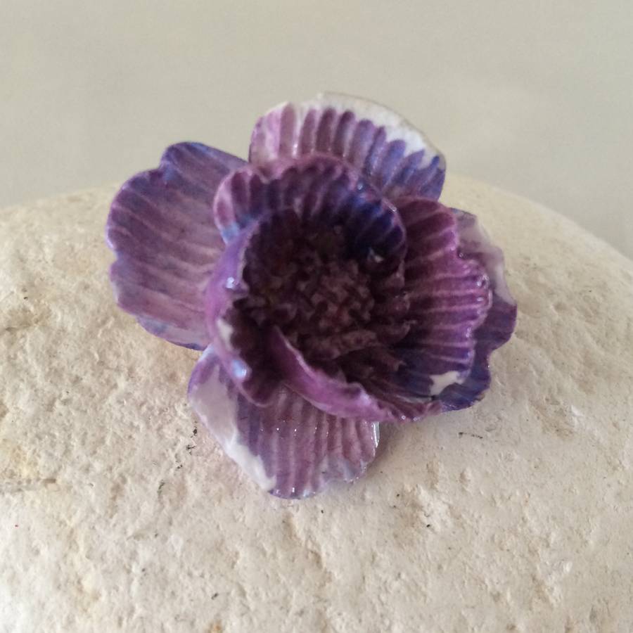 Purple Porcelain Flower Brooch By Iamia