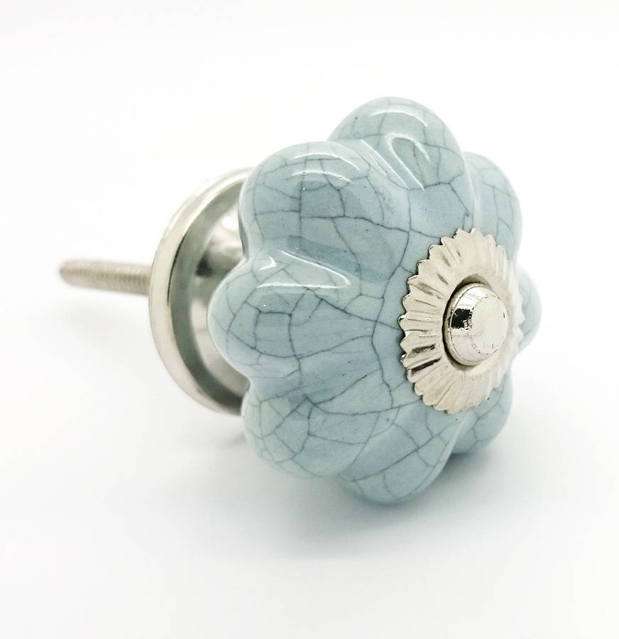 Grey Ceramic Crackle Cupboard Door Knob Drawer Handle By G Decor