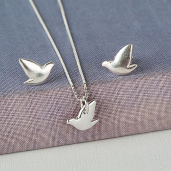 Sterling Silver Dove Pendant And Earrings Set, 2 of 8