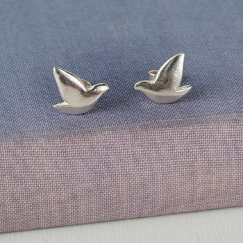 Sterling Silver Dove Stud Earrings, 3 of 6
