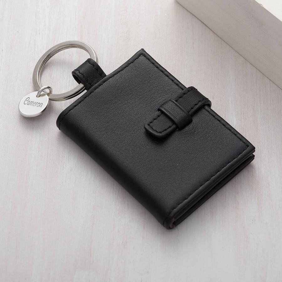 personalised black leather photo book keyring by hurleyburley man ...