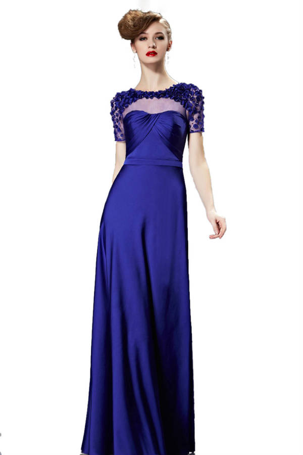 Royal Blue Sleeves Satin Evening Dress By Elliot Claire London ...