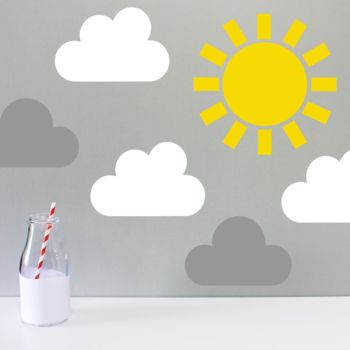 Children's Sun And Clouds Wall Sticker, 4 of 8