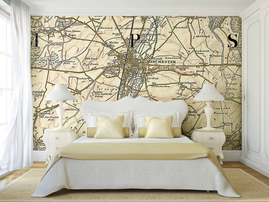 Personalised Vintage Map Wallpaper Colour By Love Maps On ...