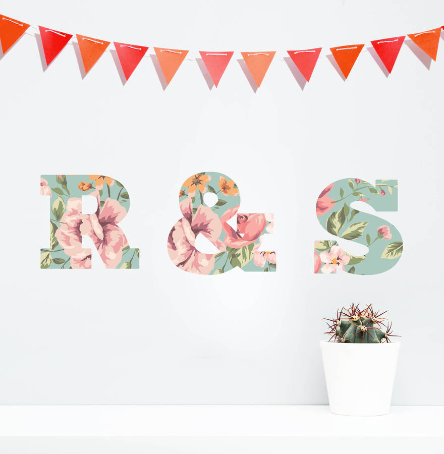 'personalised floral lettering' wall stickers by oakdene designs