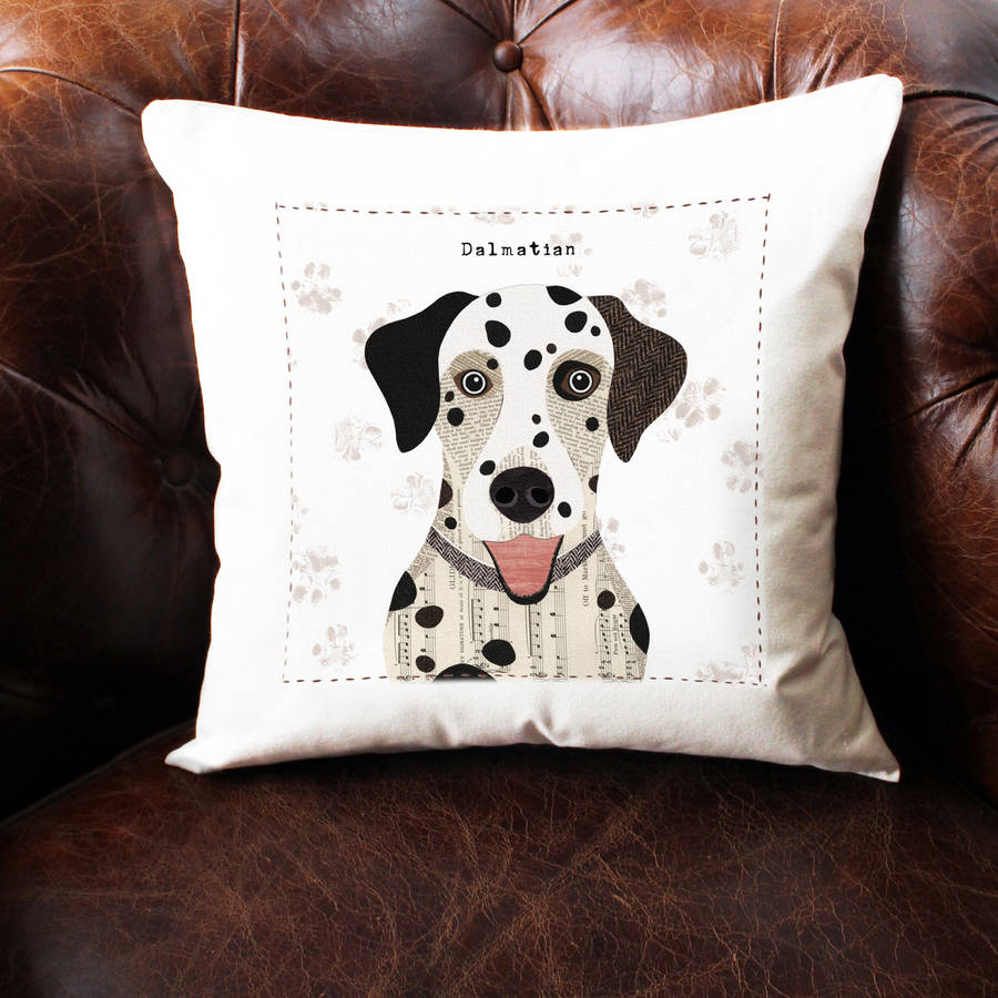 dalmatian personalised dog cushion cover by simon hart