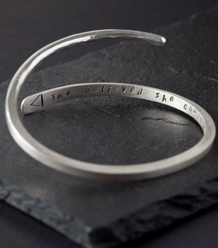 Personalised Wrap Bangle Hand Forged Sterling Silver, 2 of 4