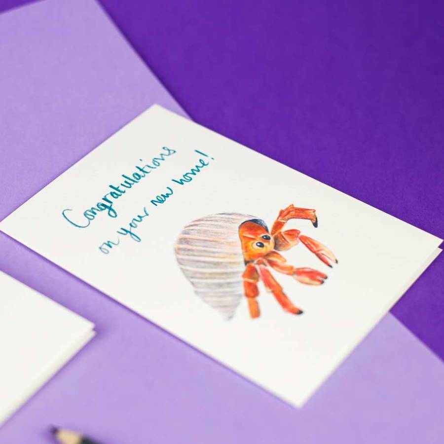 'congratulations On Your New Home!' Hermit Crab Card By Jenny Jackson Illustration ...
