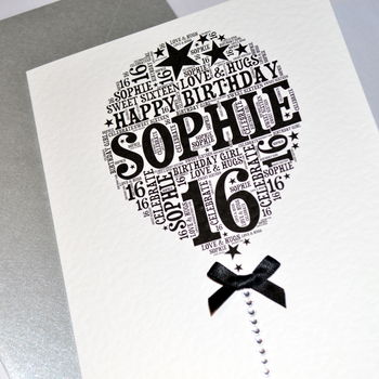 16th Happy Birthday Balloon Sparkle Card, 10 of 12
