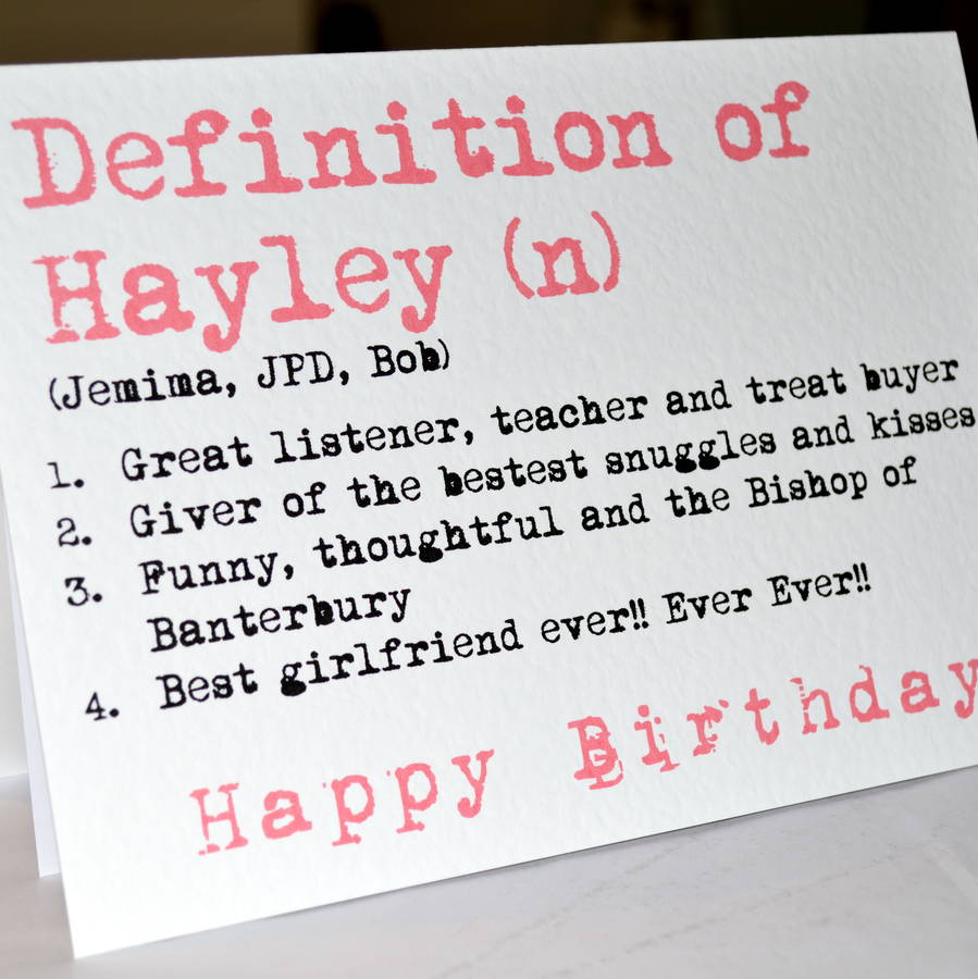 Personalised Definition Birthday Card By Sew Very English