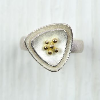Silver And 18ct Gold Cluster Ring, 2 of 4
