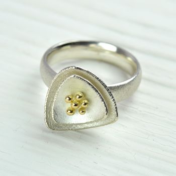 Silver And 18ct Gold Cluster Ring, 3 of 4